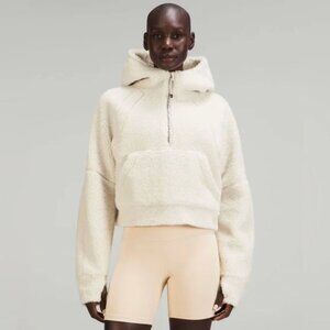 LULULEMON Oversized Half Zip Fleece Hoodie W3FYTS in White Opal XS/S